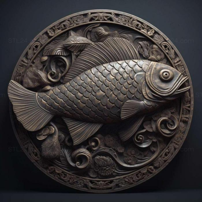 Nature and animals (Black mar fish 1, NATURE_901) 3D models for cnc